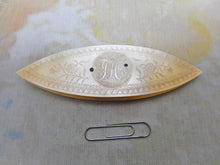 Load image into Gallery viewer, An engraved mother of mother of pearl knotting shuttle. c1820