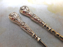 Load image into Gallery viewer, A small silver handled button hook and matching stiletto / awl. c1870