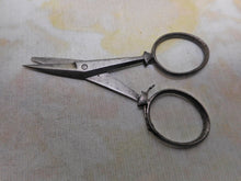 Load image into Gallery viewer, A pair of rare folding steel chatelaine scissors. c1840