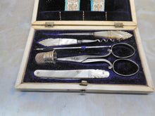 Load image into Gallery viewer, A mother of pearl clad sewing set / etui. c1870