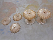 Load image into Gallery viewer, A pair of pearl topped reels with pearl bases. c1840.