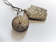 Load image into Gallery viewer, SOLD…….A long, decoratively engraved, cut steel chatelaine with six appendages. c 1850.