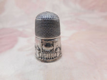 Load image into Gallery viewer, A Victorian silver thimble with an embossed image of Brighton Paviliion. c 1850