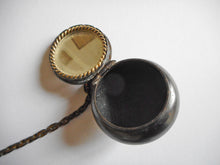 Load image into Gallery viewer, Antique ‘dance chatelaine'- oxidized steel with lucky 4 leaf clovers. c1870