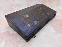 Load image into Gallery viewer, SOLD...........A tooled leather box in the form of a lap desk fitted with writing tools. French c 1840