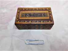 Load image into Gallery viewer, A Tunbridge Ware match case with 'matches' inlaid into the lid