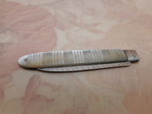 Load image into Gallery viewer, SOLD……A Georgian folding fruit knife with engraved pearl sleeves. c 1800