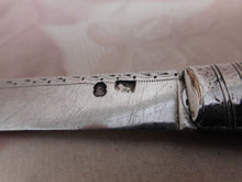 Load image into Gallery viewer, SOLD……A Georgian folding fruit knife with engraved pearl sleeves. c 1800