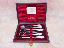 Load image into Gallery viewer, A good quality red leather cased sewing set. c 1900- 1920
