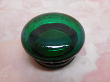Load image into Gallery viewer, SOLD…….A green glass trinket box with 'Mary Gregory' decoration. c1900