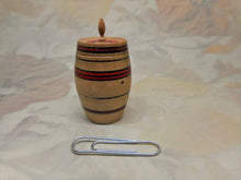 Load image into Gallery viewer, SOLD..............Painted Tunbridge Ware thread barrel. c 1800
