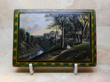 Load image into Gallery viewer, A Tartan Ware visiting card case with a painting of Coilsfield House. circa 1840