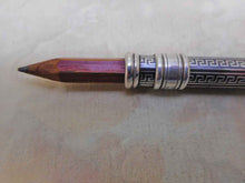 Load image into Gallery viewer, SOLD…..A silver cedar pencil holder with blackened niello decoration. c 1930