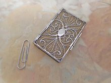 Charger l'image dans la galerie, An antique silver filigree needle case in the form of a book. c 1800