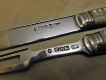 Load image into Gallery viewer, SOLD……An antique folding fruit knife and fork with pearl sleeves. HM. 1843 /1844.