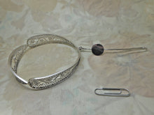 Load image into Gallery viewer, A 19th century Dutch silver filigree bangle and wool hook.