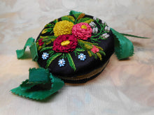 Load image into Gallery viewer, SOLD…….A very fine, exuberantly embroidered silk needle book. 19thc