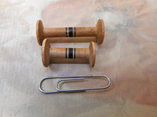 Load image into Gallery viewer, Two small antique Painted Tunbridge Ware spools. Sewing. c1800