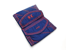 Load image into Gallery viewer, An embroidered blue silk wallet dated 1892.