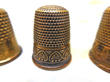 Load image into Gallery viewer, Four decorative brass thimbles. c1870

