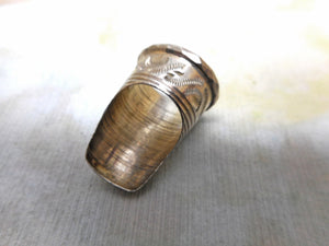 A silver thimble guard. English.  c1850