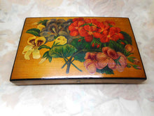 Charger l&#39;image dans la galerie, A florally painted card box with two packs of unused cards. c1900
