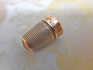 'Victoria Jubilee' base metal brass alloy thimble. Iles design c1888.