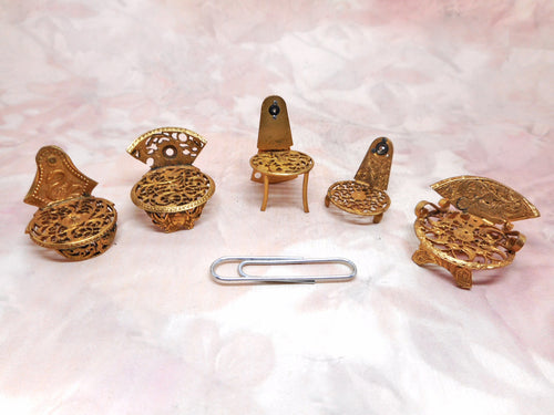 18th century novelties-watch cocks made into miniature chairs. c 1890.