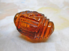 Load image into Gallery viewer, An amber glass scent bottle of barrel form. c 1830
