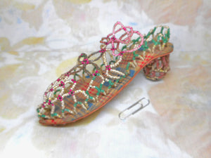 A novelty bead work shoe. 19th century.