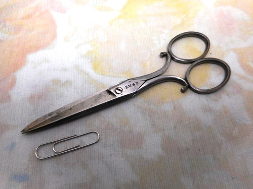 A pair of 19th century steel scissors. Lund cutler.