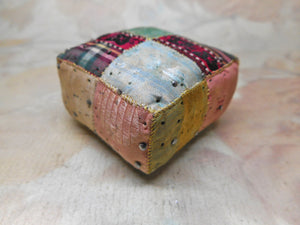 SOLD……A patch work pin cushion. c1840-1860