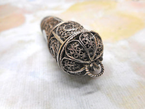 SOLD……A silver filigree tape / thimble/ scent combination piece. c1815