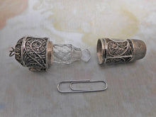 Load image into Gallery viewer, A silver filigree tape / thimble/ scent combination piece. c1815
