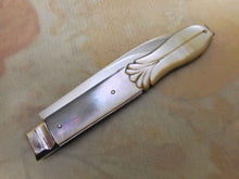 Load image into Gallery viewer, SOLD.....A mother of pearl folding fruit knife. Hall marked 1849.
