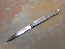 Load image into Gallery viewer, SOLD.....A mother of pearl folding fruit knife. Hall marked 1849.
