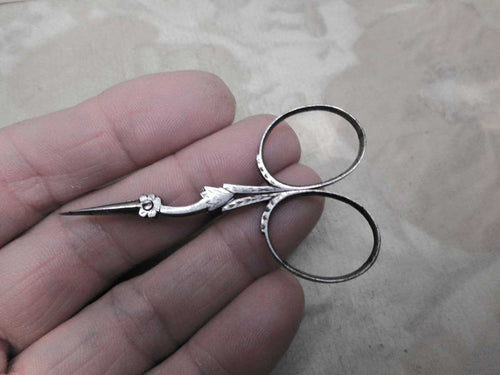 A small, finely made pair of steel stork scissors. c1830