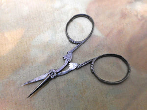 SOLD……..A small, finely made pair of steel stork scissors. c1830