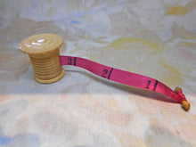 Load image into Gallery viewer, SOLD......A pearl topped tape measure.* replacement printed silk ribbon*. c1850
