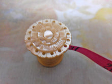 Load image into Gallery viewer, SOLD......A pearl topped tape measure.* replacement printed silk ribbon*. c1850
