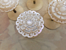 Load image into Gallery viewer, SOLD…….A set of five mother of pearl topped reels / spools. c 1850
