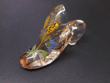 Load image into Gallery viewer, An enameled glass shoe shaped holder for a thimble. c 1890.
