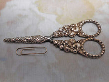 Load image into Gallery viewer, A pair of silver &#39;bird&#39; handled scissors and sheath. c 1830-1840
