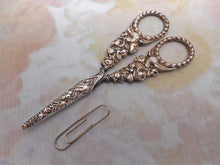 Load image into Gallery viewer, A pair of silver &#39;bird&#39; handled scissors and sheath. c 1830-1840
