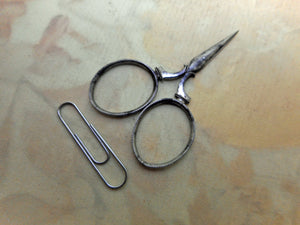 SOLD…..A small pair of Palais Royal steel scissors from a sewing box. c 1800-1820