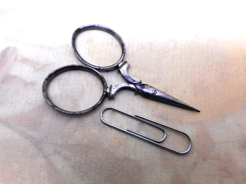 A small pair of Palais Royal steel scissors from a sewing box. c 1800-1820