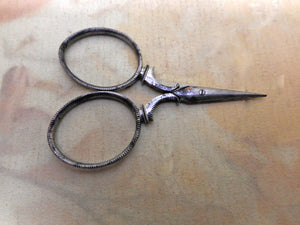 SOLD…..A small pair of Palais Royal steel scissors from a sewing box. c 1800-1820