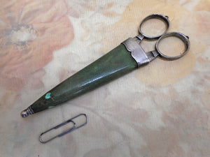 An 18th century pair of scissors with a shagreen sheath. a/f