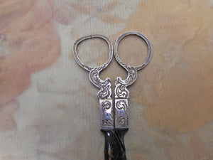 SOLD……A pair of 19th century Dutch silver handled scissors. s/d