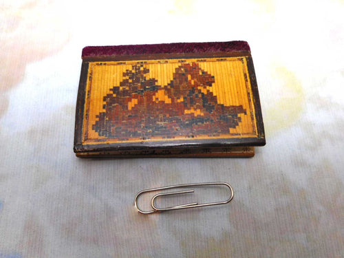 A Tunbridge Ware needle case / book inlaid with a lion?